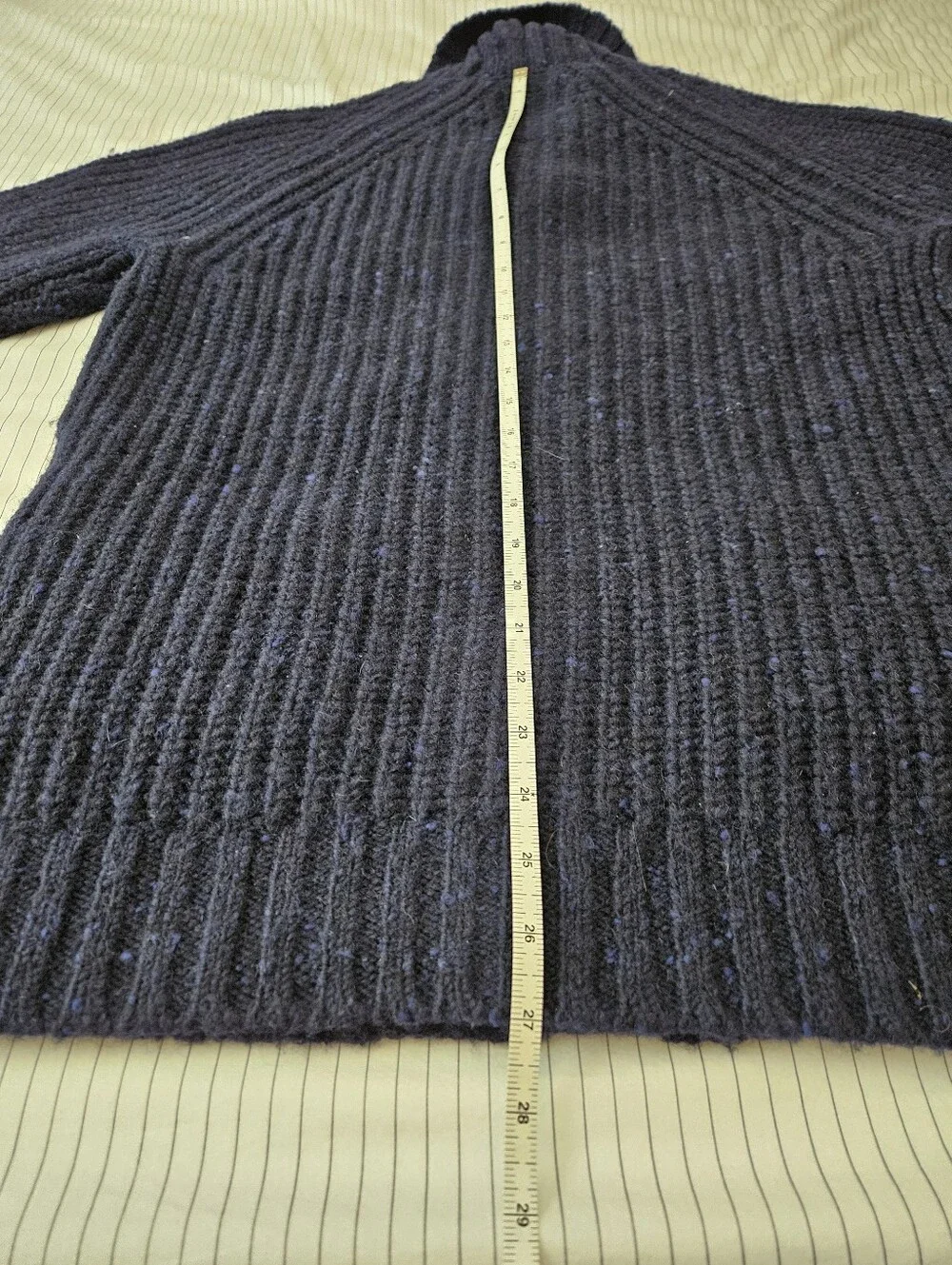 Navy Donegal Wool Shawl Collar Cardigan